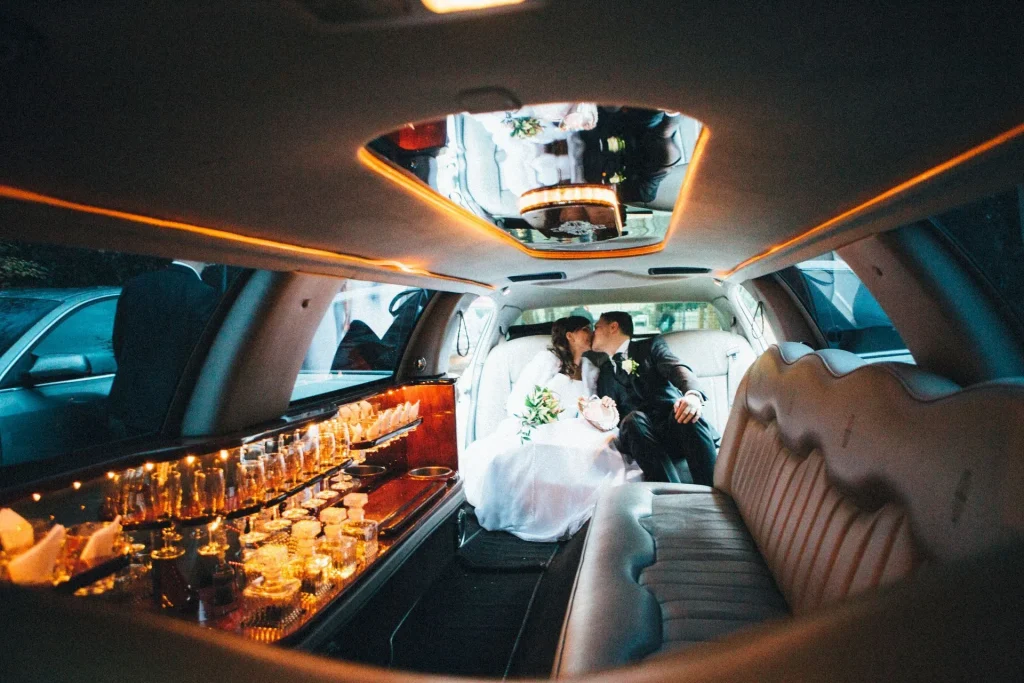 Luxury vehicle interior with premium seating and warm ambient lighting