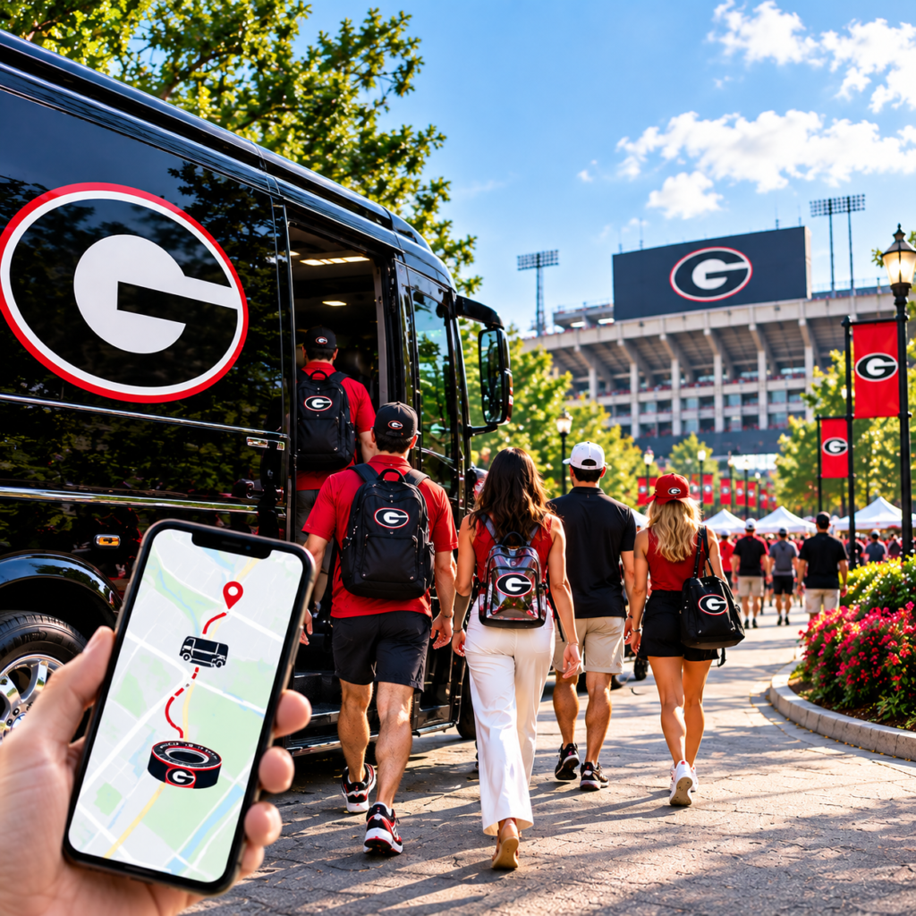 UGA football game day transportation for fans traveling to Athens, Georgia