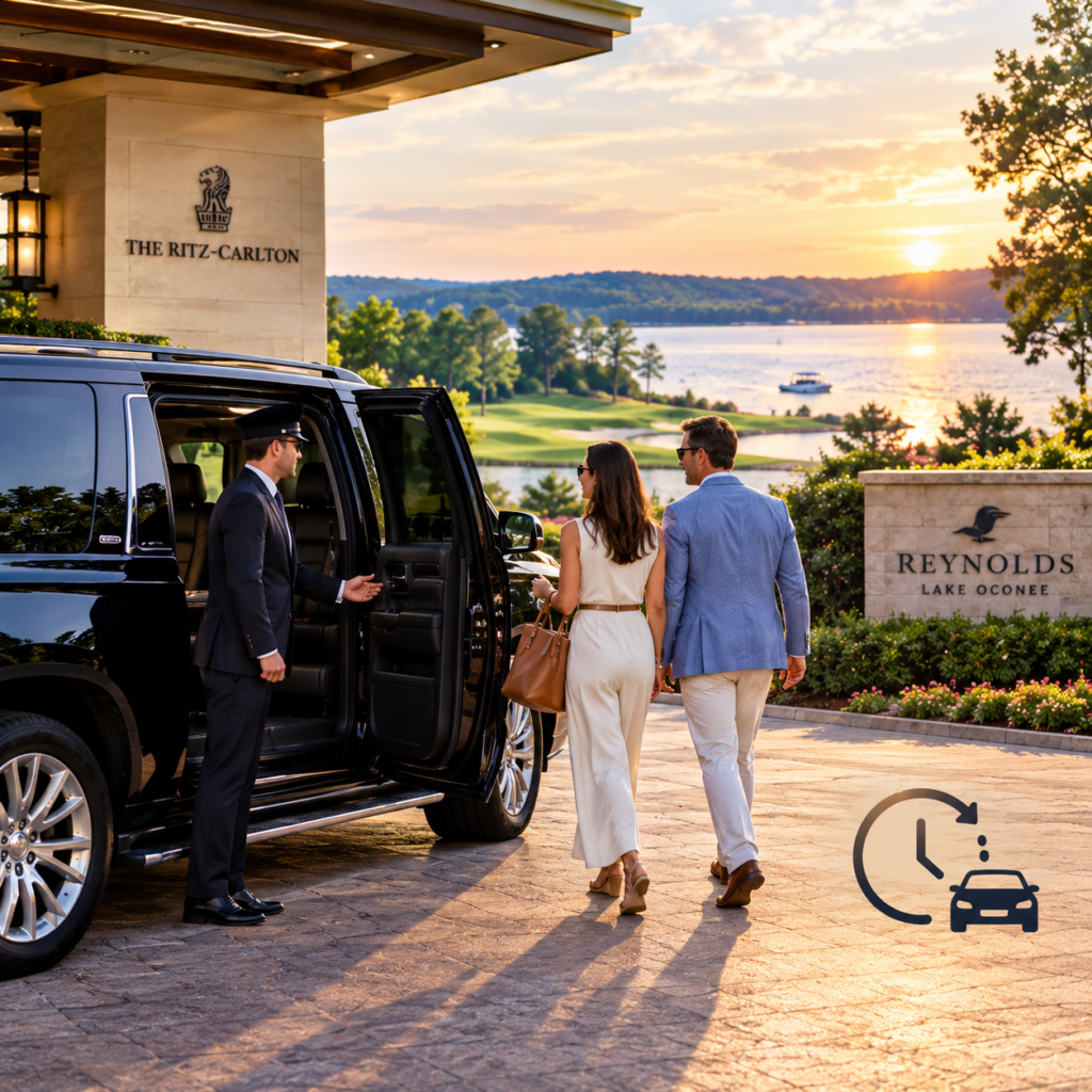 Private SUV with passengers using hourly transportation at Reynolds Lake Oconee