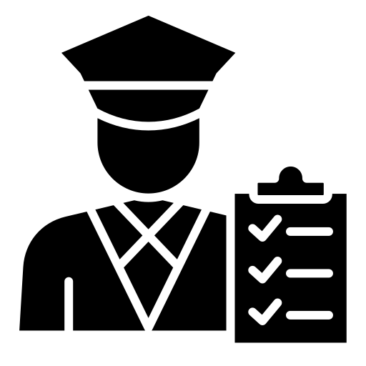Airport customs officer icon representing international airport arrival procedures