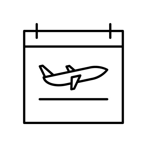 Airport departure calendar icon representing scheduled flight transportation
