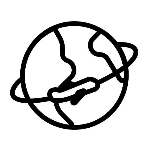 Global flight icon representing international air travel and airport transportation